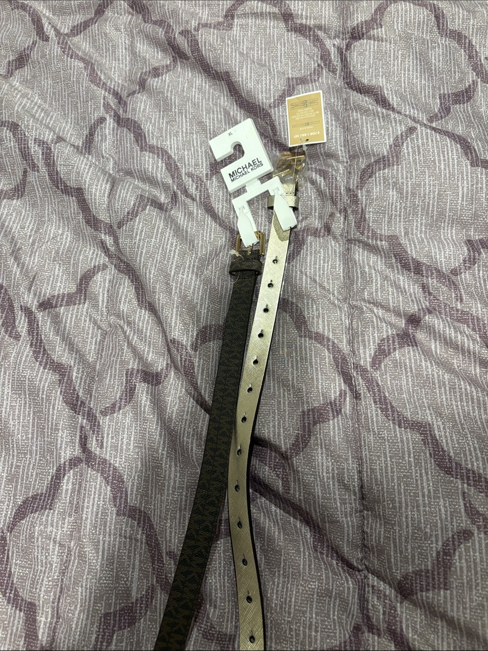 MICHAEL Michael Kors Brown and Gold Reversible Logo Belt